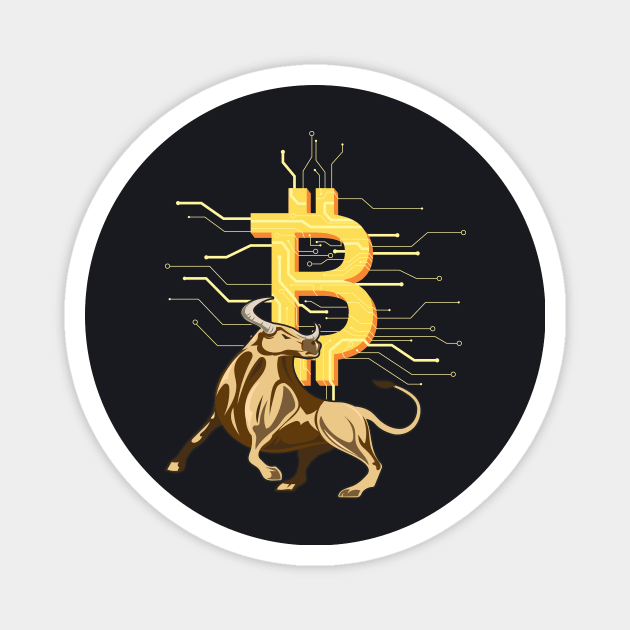 Bitcoin Bull crypto currency Magnet by Foxxy Merch